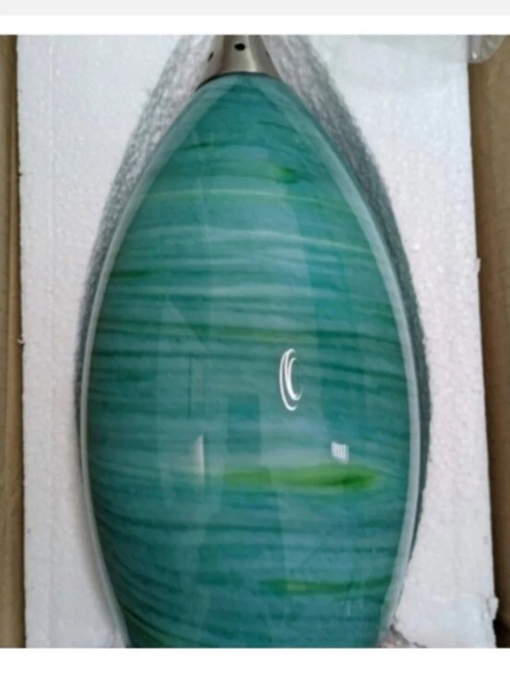 NEW! 2 Blown Art Glass Pendant Lights Lamps Accent Lamp teal- blue- green